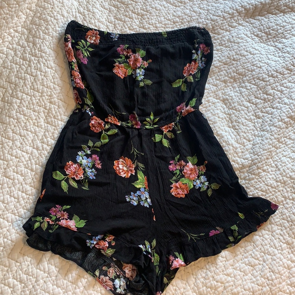 Strapless Floral Romper